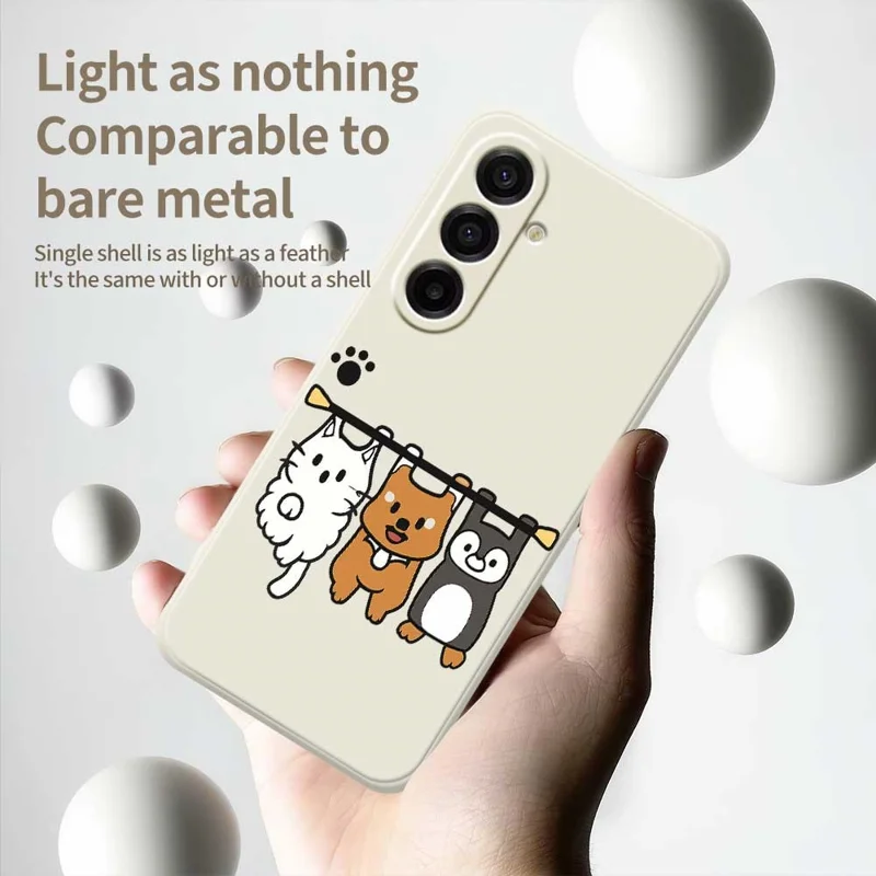 For Samsung Galaxy A17 5G Case Three Animal Dolls Pattern Printing Straight Edge TPU Phone Back Cover - Beige