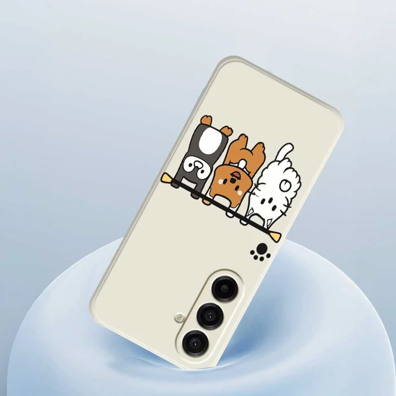 For Samsung Galaxy A17 5G Case Three Animal Dolls Pattern Printing Straight Edge TPU Phone Back Cover - Beige