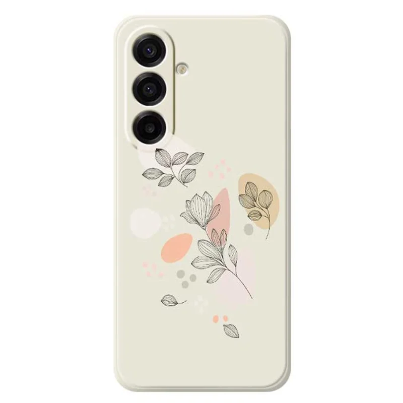 For Samsung Galaxy A17 5G / A17 4G Case Sketch Leaves Pattern Printing Straight Edge TPU Phone Back Cover - Beige