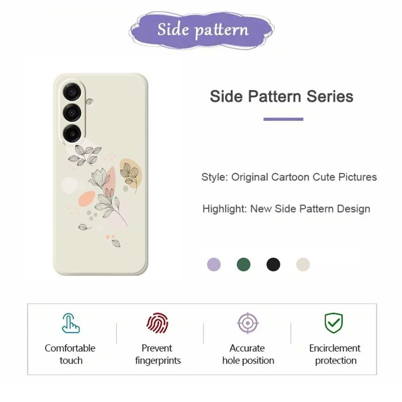 For Samsung Galaxy A17 5G / A17 4G Case Sketch Leaves Pattern Printing Straight Edge TPU Phone Back Cover - Beige