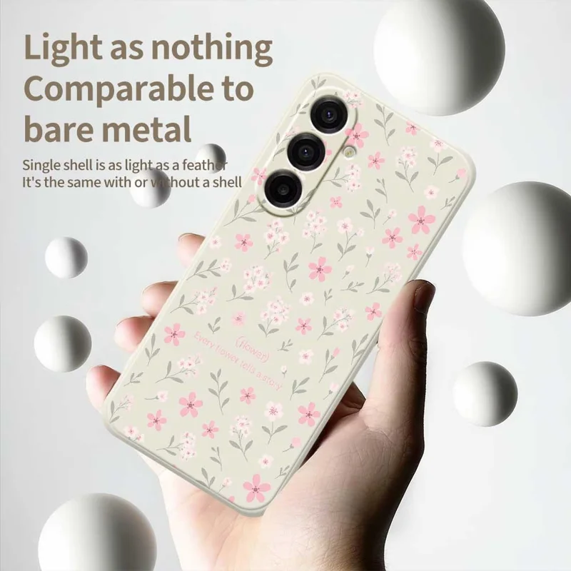 Voor Samsung Galaxy A17 5G / A17 4G hoesje met kleine bloemenpatroon Rechte rand TPU telefoonhoes - Beige