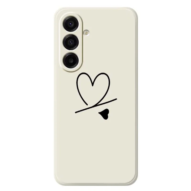 TPU-hoesje voor Samsung Galaxy A17 5G / A17 4G met zwart liefdespatroon, rechte rand, TPU-telefoonhoesje - Beige