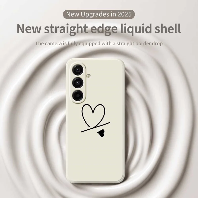 TPU-hoesje voor Samsung Galaxy A17 5G / A17 4G met zwart liefdespatroon, rechte rand, TPU-telefoonhoesje - Beige