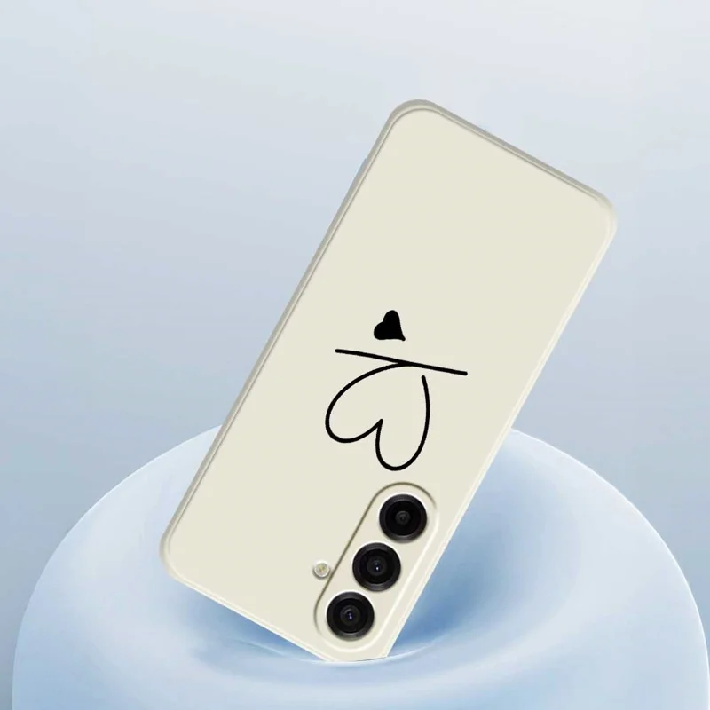 TPU-hoesje voor Samsung Galaxy A17 5G / A17 4G met zwart liefdespatroon, rechte rand, TPU-telefoonhoesje - Beige