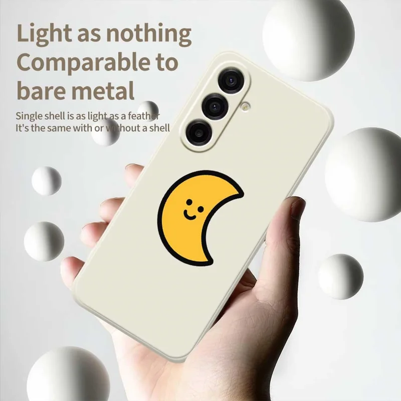 For Samsung Galaxy A17 5G Case Yellow Moon Pattern Printing Straight Edge TPU Phone Back Cover - Beige