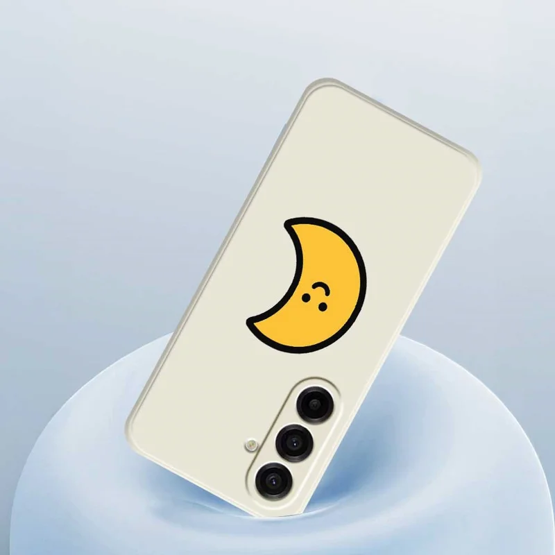 For Samsung Galaxy A17 5G Case Yellow Moon Pattern Printing Straight Edge TPU Phone Back Cover - Beige
