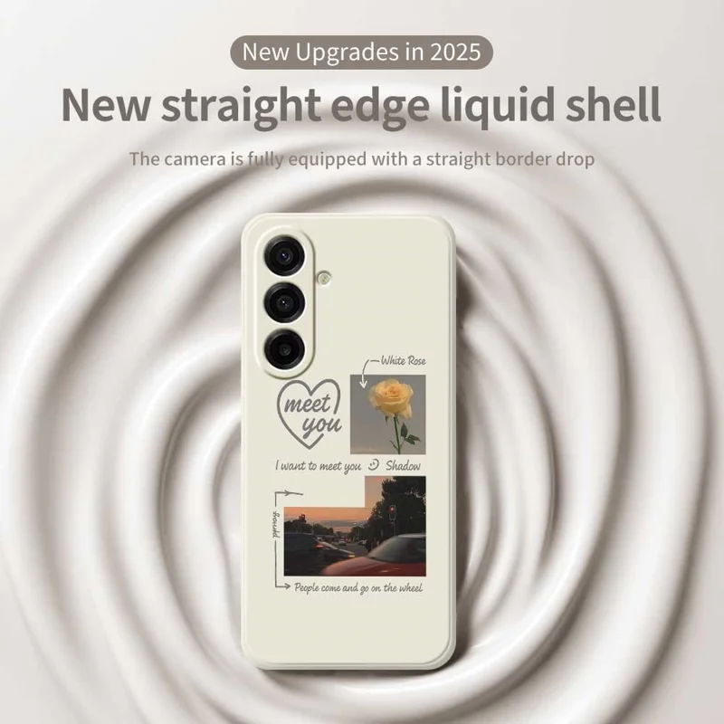 For Samsung Galaxy A17 5G / A17 4G Case Meet You Photo Pattern Printing Straight Edge TPU Phone Back Cover - Beige