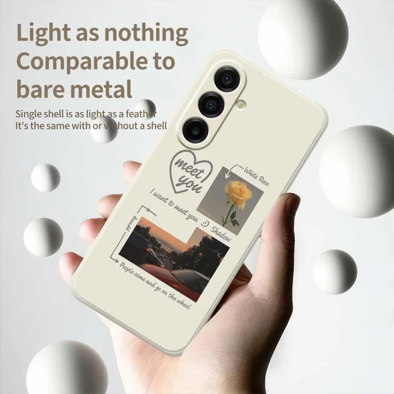 For Samsung Galaxy A17 5G / A17 4G Case Meet You Photo Pattern Printing Straight Edge TPU Phone Back Cover - Beige