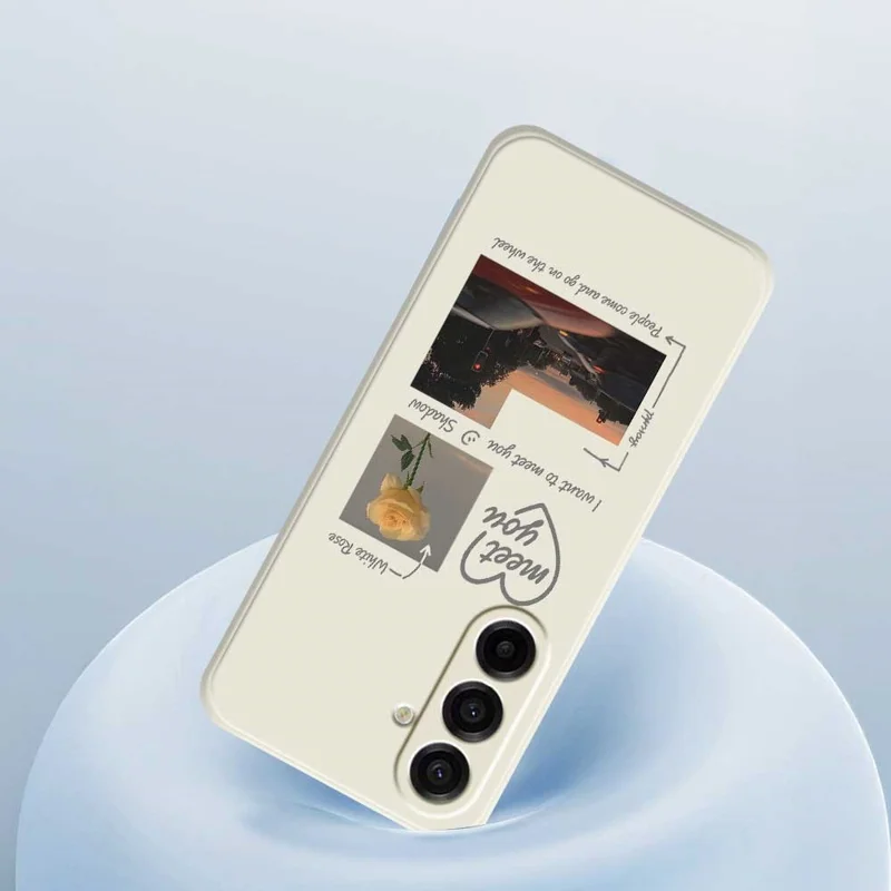 For Samsung Galaxy A17 5G / A17 4G Case Meet You Photo Pattern Printing Straight Edge TPU Phone Back Cover - Beige