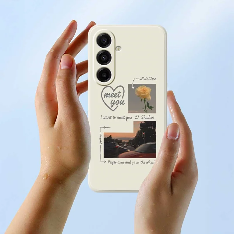 For Samsung Galaxy A17 5G / A17 4G Case Meet You Photo Pattern Printing Straight Edge TPU Phone Back Cover - Beige