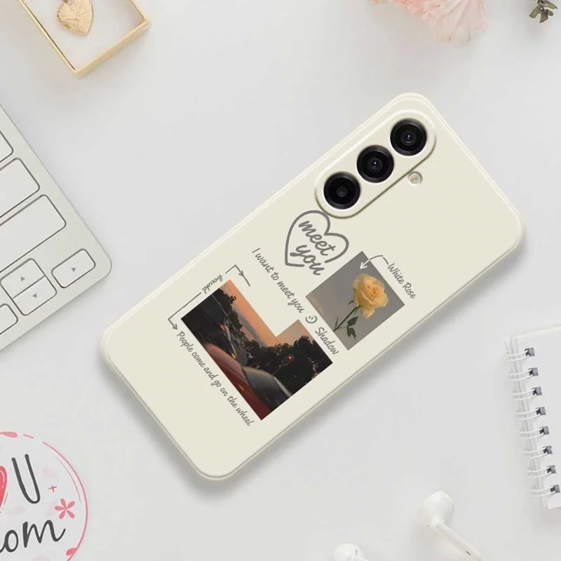 For Samsung Galaxy A17 5G / A17 4G Case Meet You Photo Pattern Printing Straight Edge TPU Phone Back Cover - Beige