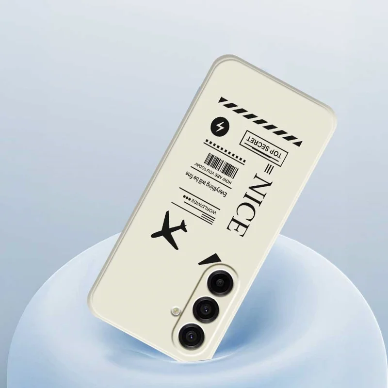 TPU-hoesje voor Samsung Galaxy A17 5G / A17 4G met boardingpasspatroon, rechte rand, beige