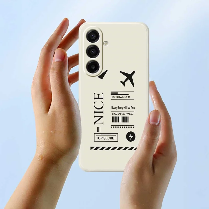 TPU-hoesje voor Samsung Galaxy A17 5G / A17 4G met boardingpasspatroon, rechte rand, beige