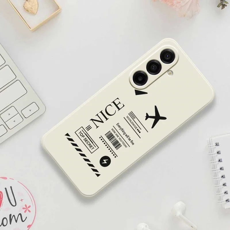 TPU-hoesje voor Samsung Galaxy A17 5G / A17 4G met boardingpasspatroon, rechte rand, beige