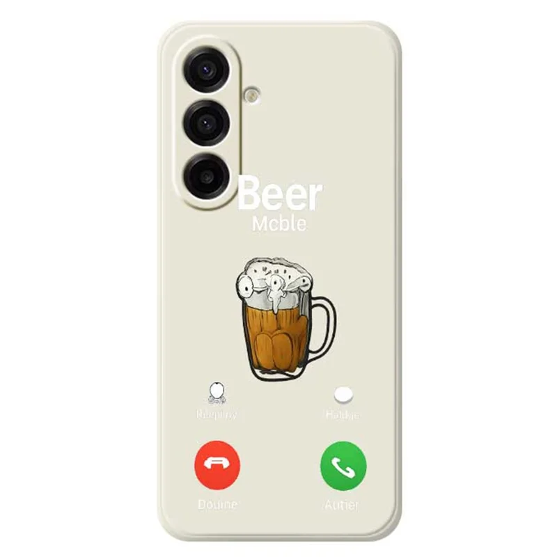 For Samsung Galaxy A17 5G / A17 4G Case Beer Pattern Printing Straight Edge TPU Phone Back Cover - Beige