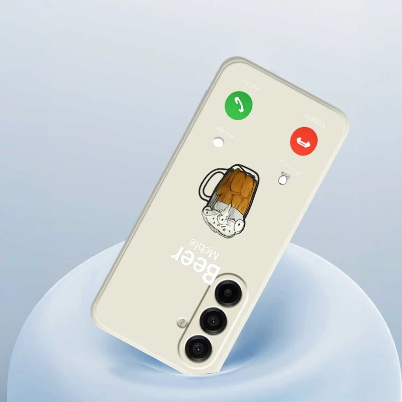 For Samsung Galaxy A17 5G / A17 4G Case Beer Pattern Printing Straight Edge TPU Phone Back Cover - Beige