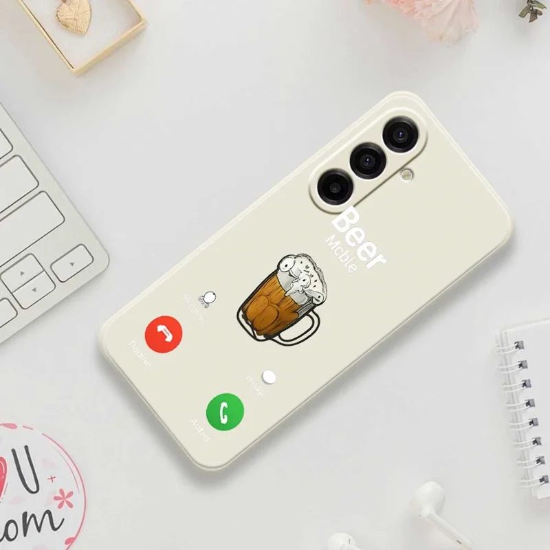 For Samsung Galaxy A17 5G / A17 4G Case Beer Pattern Printing Straight Edge TPU Phone Back Cover - Beige