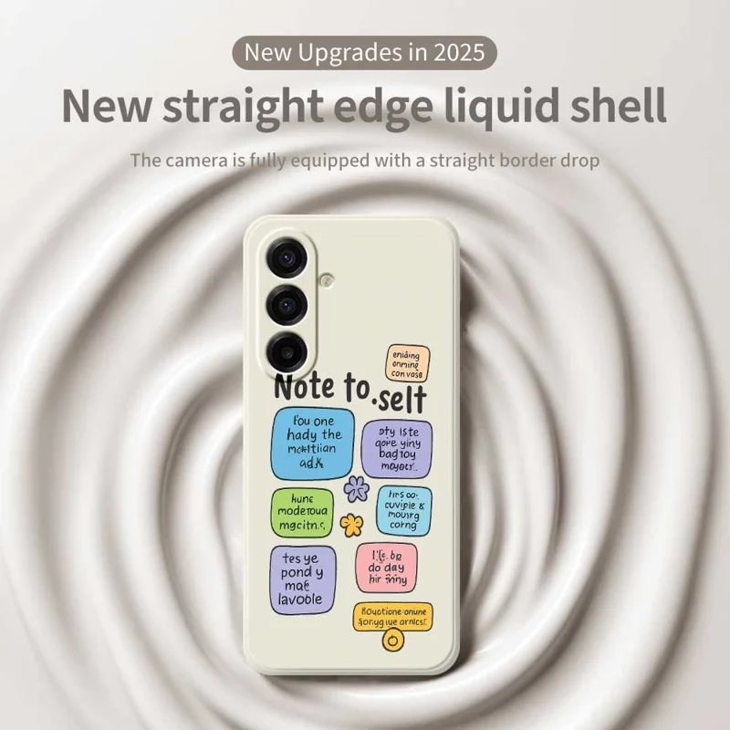 For Samsung Galaxy A17 5G / A17 4G Case Colored Sticky Notes Pattern Printing Straight Edge TPU Phone Back Cover - Beige