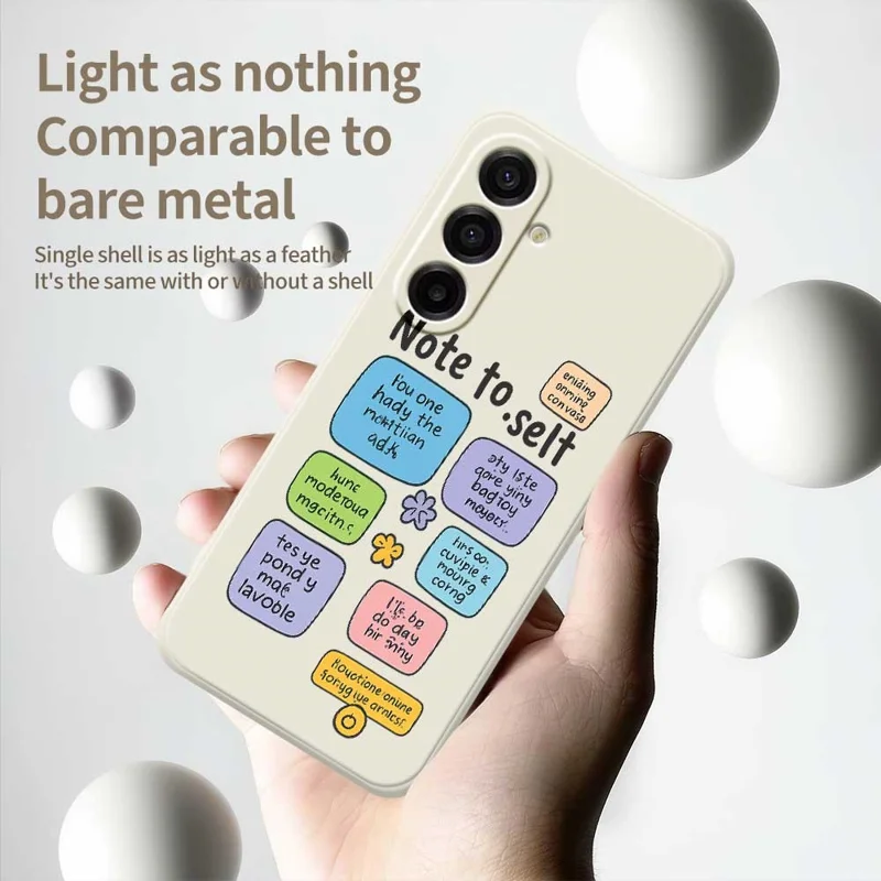 For Samsung Galaxy A17 5G / A17 4G Case Colored Sticky Notes Pattern Printing Straight Edge TPU Phone Back Cover - Beige