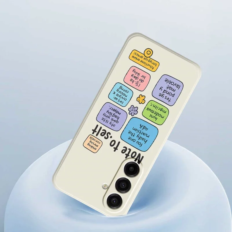 For Samsung Galaxy A17 5G / A17 4G Case Colored Sticky Notes Pattern Printing Straight Edge TPU Phone Back Cover - Beige