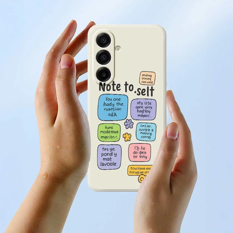 For Samsung Galaxy A17 5G / A17 4G Case Colored Sticky Notes Pattern Printing Straight Edge TPU Phone Back Cover - Beige