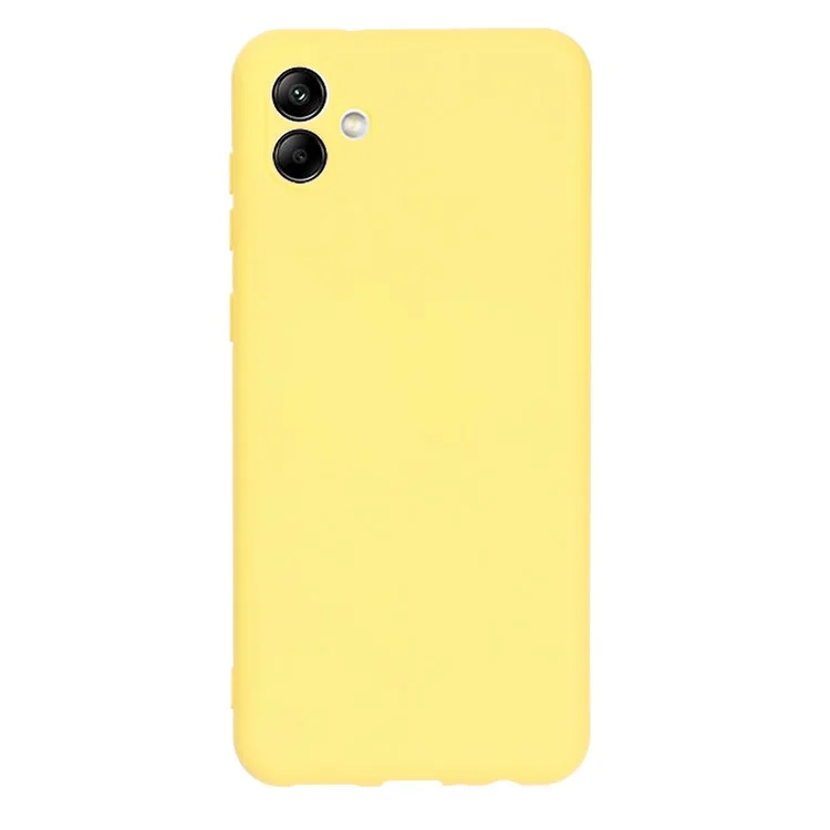 For Samsung Galaxy A04 4G (164.4 x 76.3 x 9.1 mm) Liquid Silicone Phone Case Anti-Scratch Soft Fiber Lining Camera Protection Cover with Strap - Yellow