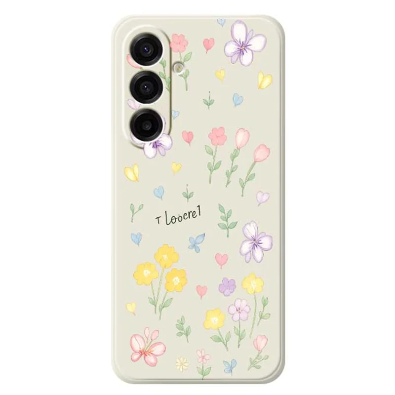 For Samsung Galaxy A17 5G / A17 4G Case Small Flowers Pattern Printing Straight Edge TPU Phone Back Cover - Beige