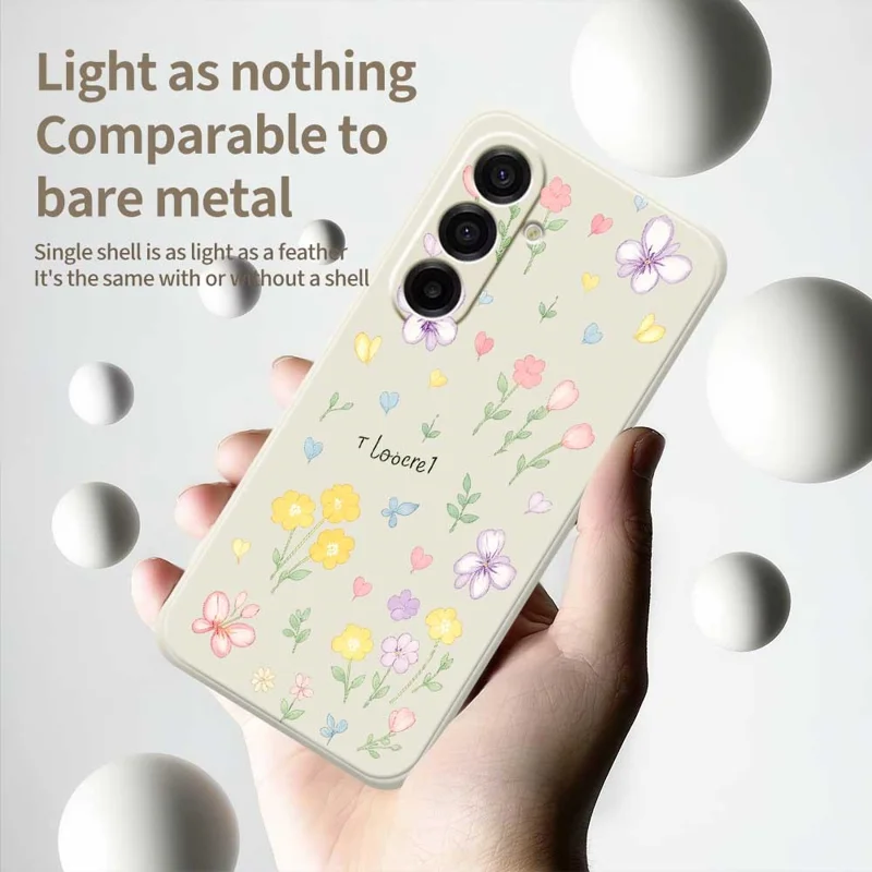 For Samsung Galaxy A17 5G / A17 4G Case Small Flowers Pattern Printing Straight Edge TPU Phone Back Cover - Beige