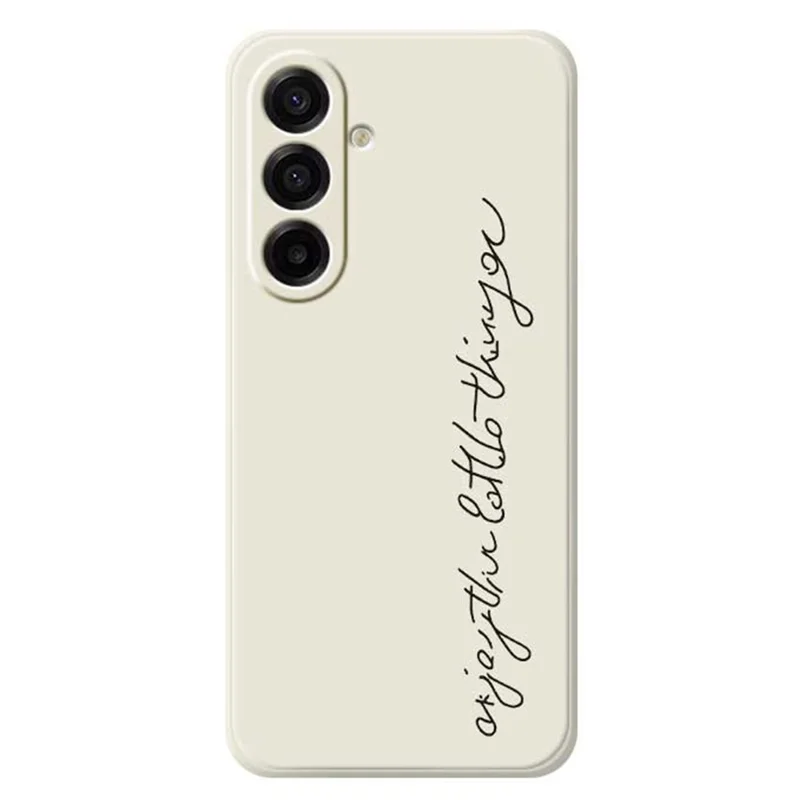 Voor Samsung Galaxy A17 5G / A17 4G hoesje met woordkunstpatroon rechte rand TPU telefoon achterkant - Beige