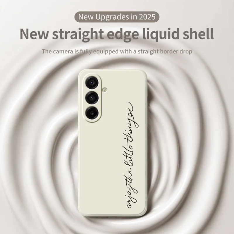 Voor Samsung Galaxy A17 5G / A17 4G hoesje met woordkunstpatroon rechte rand TPU telefoon achterkant - Beige