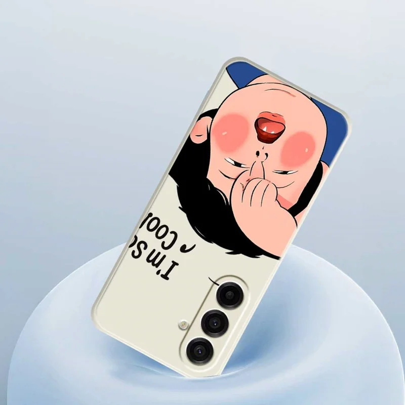 للهاتف Samsung Galaxy A17 5G / A17 4G غطاء خلفي من مادة TPU بنمط وجوه مضحكة للأطفال - بيج