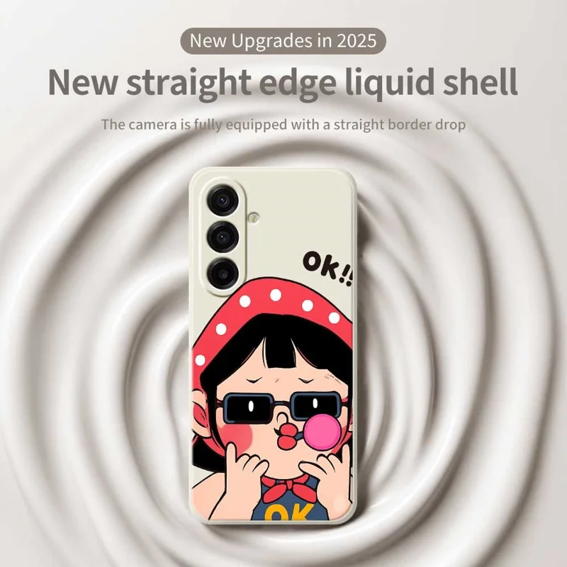 Samsung Galaxy A17 5G / A17 4G hoesje met schattig kinderpatroon Rechte rand TPU telefoonhoesje - Beige