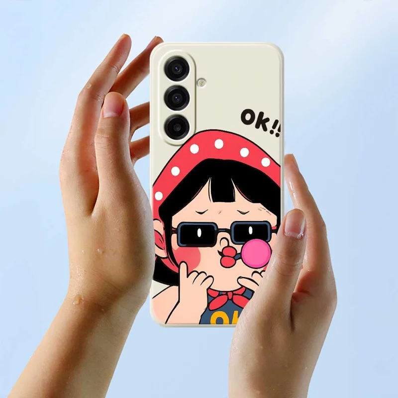 For Samsung Galaxy A17 5G / A17 4G Case Cute Kid Pattern Printing Straight Edge TPU Phone Back Cover - Purple