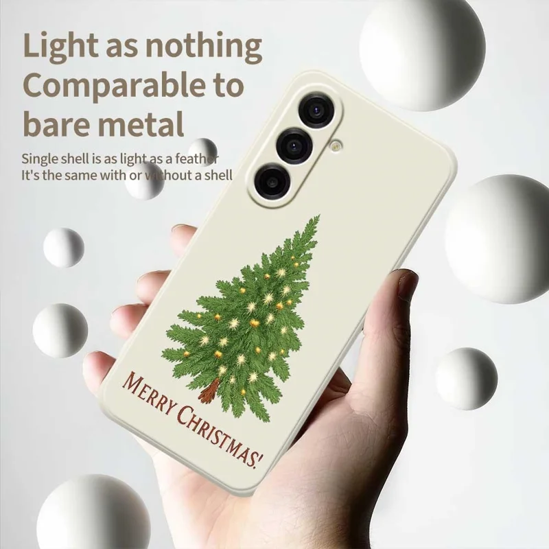 TPU-hoesje voor Samsung Galaxy A17 5G / A17 4G met kerstboomprint, rechte rand, TPU telefoonhoesje - Beige