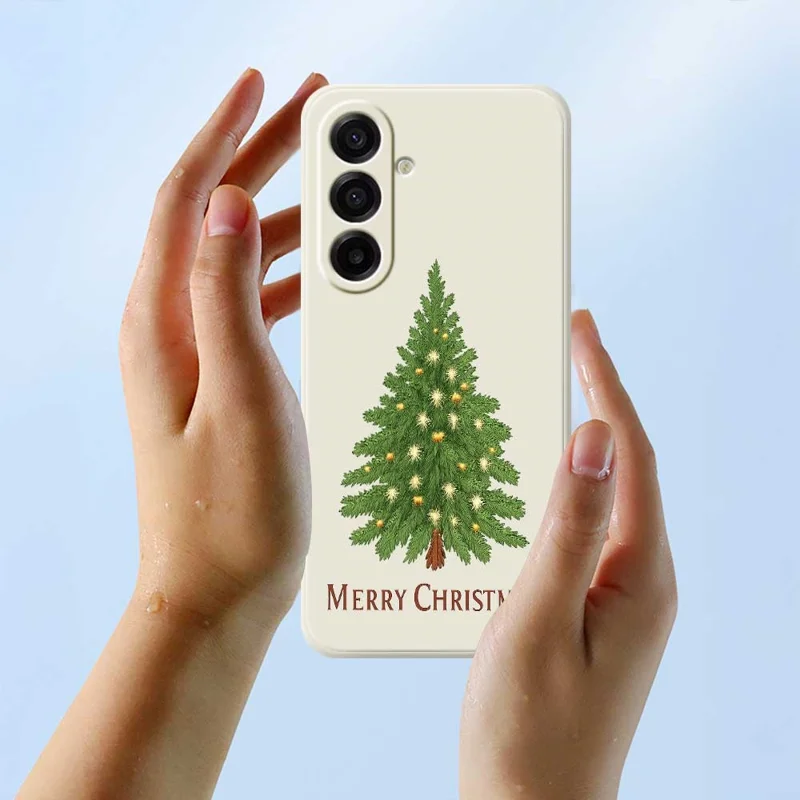 TPU-hoesje voor Samsung Galaxy A17 5G / A17 4G met kerstboomprint, rechte rand, TPU telefoonhoesje - Beige