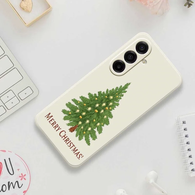 TPU-hoesje voor Samsung Galaxy A17 5G / A17 4G met kerstboomprint, rechte rand, TPU telefoonhoesje - Beige