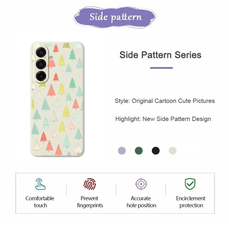 For Samsung Galaxy A17 5G / A17 4G Case Colorful Trees Pattern Printing Straight Edge TPU Phone Back Cover - Beige