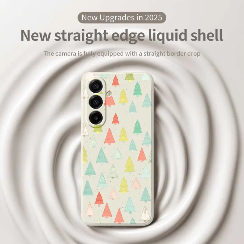 For Samsung Galaxy A17 5G / A17 4G Case Colorful Trees Pattern Printing Straight Edge TPU Phone Back Cover - Beige