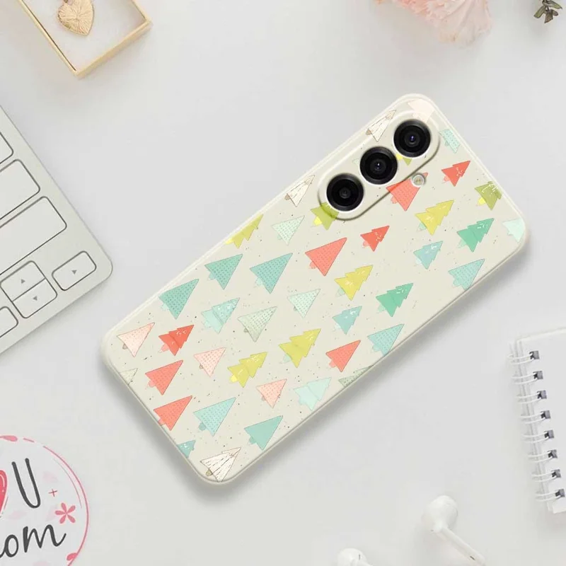For Samsung Galaxy A17 5G / A17 4G Case Colorful Trees Pattern Printing Straight Edge TPU Phone Back Cover - Beige