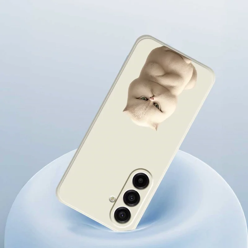 For Samsung Galaxy A17 5G / A17 4G Case Angry Cat Pattern Printing Straight Edge TPU Phone Back Cover - Black