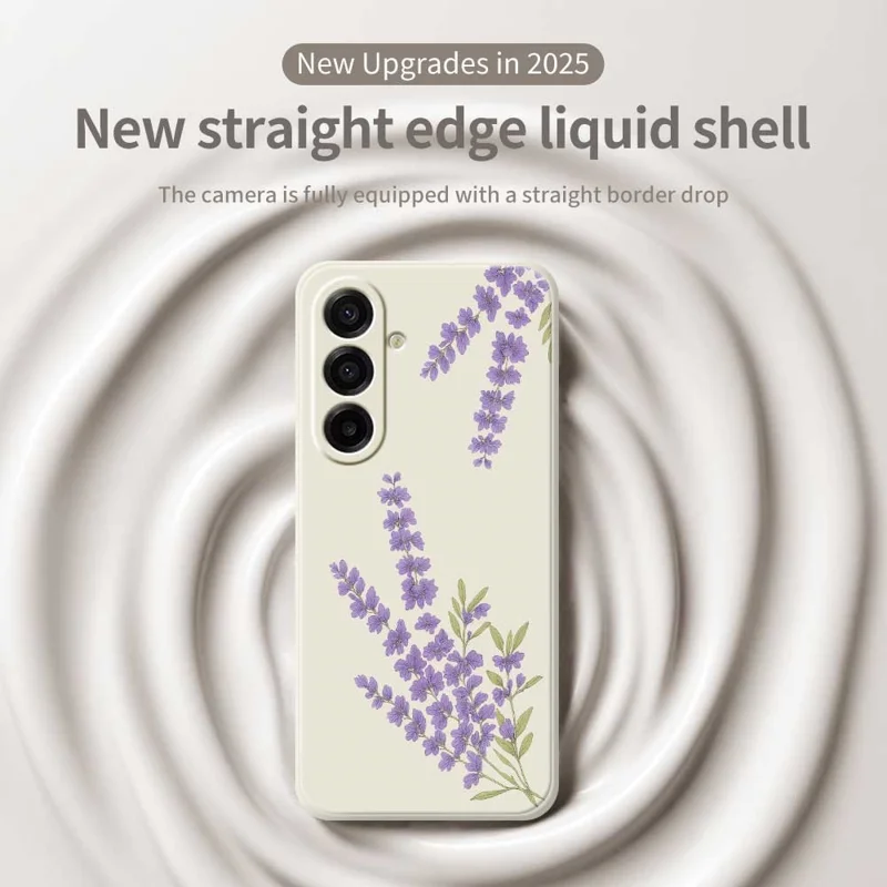 TPU-hoesje voor Samsung Galaxy A17 5G / A17 4G met lila dessin, rechte rand, TPU-telefoonhoes - Beige