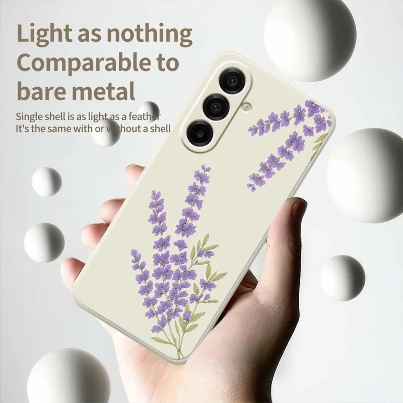 TPU-hoesje voor Samsung Galaxy A17 5G / A17 4G met lila dessin, rechte rand, TPU-telefoonhoes - Beige