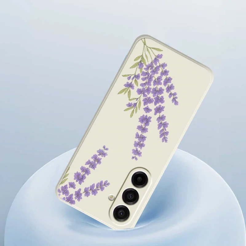 TPU-hoesje voor Samsung Galaxy A17 5G / A17 4G met lila dessin, rechte rand, TPU-telefoonhoes - Beige