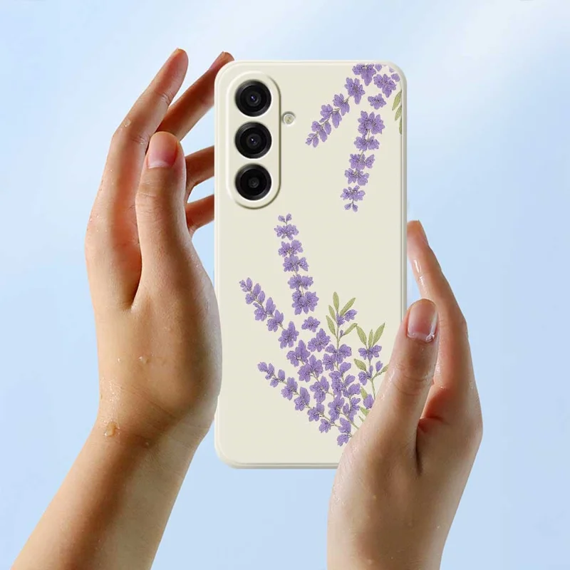 TPU-hoesje voor Samsung Galaxy A17 5G / A17 4G met lila dessin, rechte rand, TPU-telefoonhoes - Beige