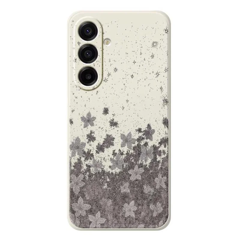For Samsung Galaxy A17 5G / A17 4G Case Grey Flowers Pattern Printing Straight Edge TPU Phone Back Cover - Beige