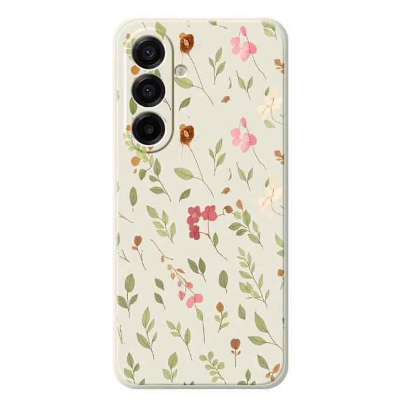 For Samsung Galaxy A17 5G Case Small Flower Leaves Pattern Printing Straight Edge TPU Phone Back Cover - Beige