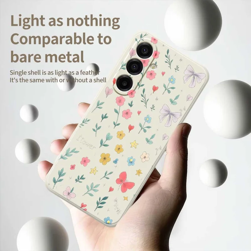 For Samsung Galaxy A17 5G Case Floral Bow Pattern Printing Straight Edge TPU Phone Back Cover - Beige