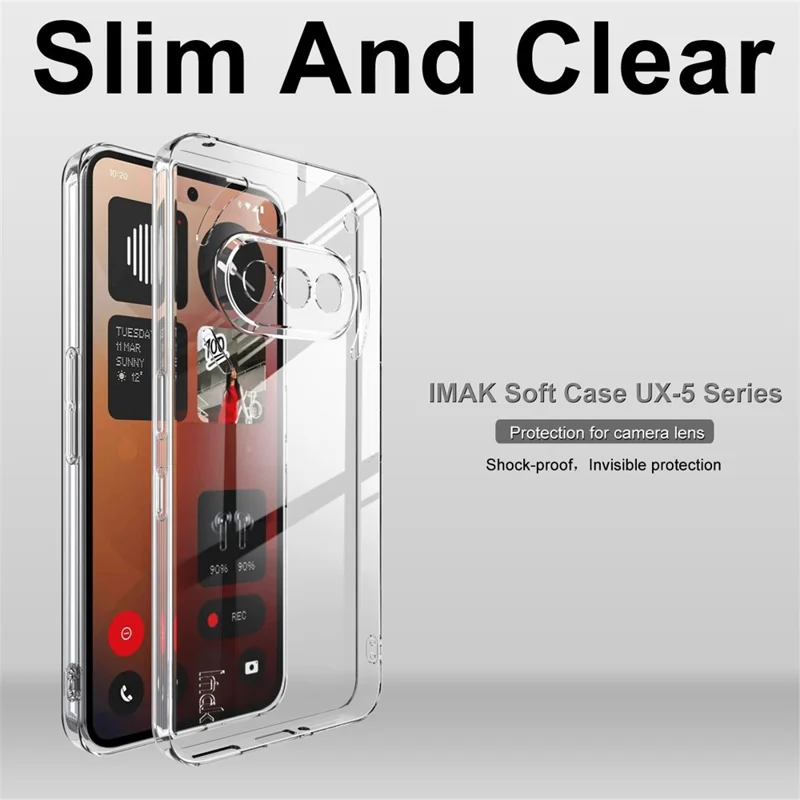 Funda Transparente de TPU IMAK UX-5 Series para Teléfono Nothing (3a) Carcasa Protectora