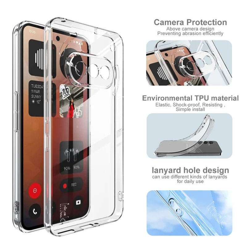 Funda Transparente de TPU IMAK UX-5 Series para Teléfono Nothing (3a) Carcasa Protectora