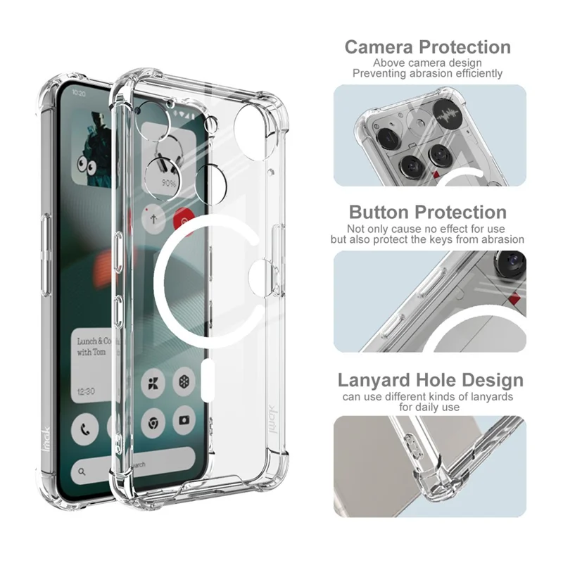 Custodia IMAK per Nothing Phone (3) 5G compatibile con MagSafe, antiurto in PC e TPU, cover per telefono trasparente
